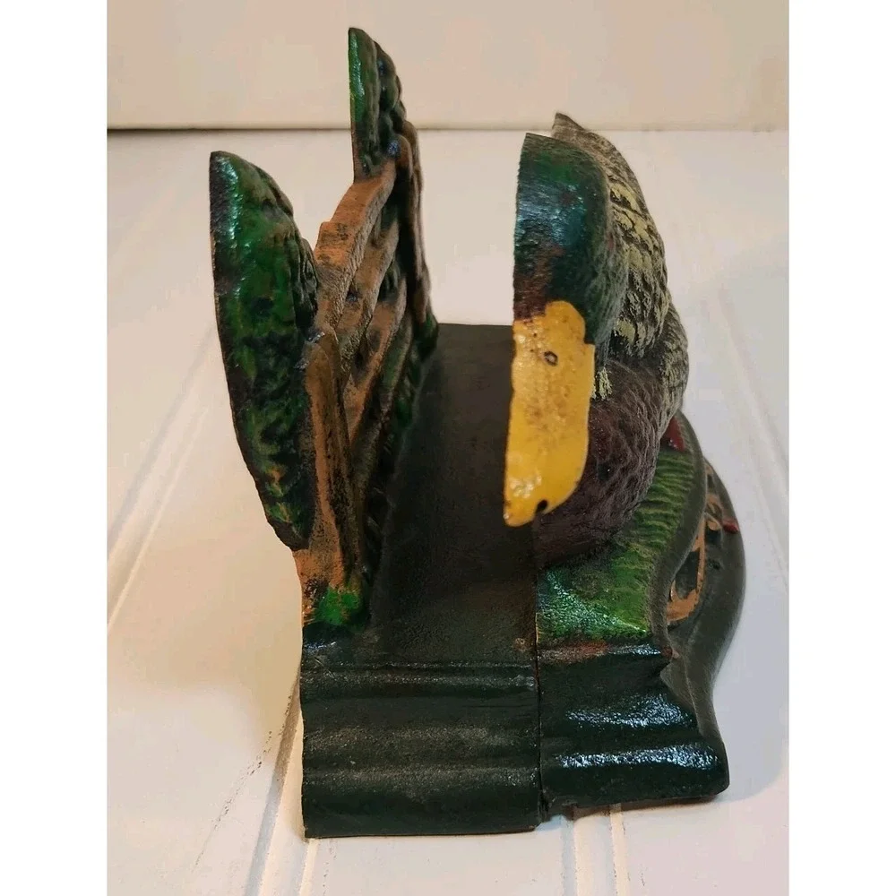 Vintage Wright Studios Cast Iron Mallard Duck Napkin & Letter Holder Home Decor